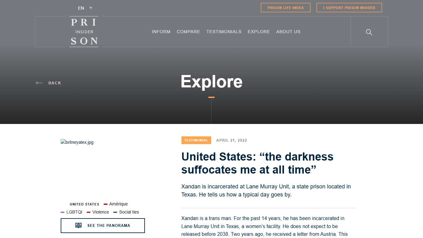 United States: “the darkness suffocates me at all time”