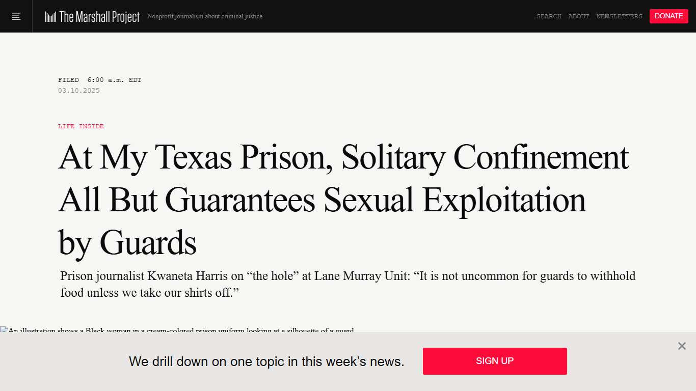 Why Solitary Confinement is a Safe Haven for Sexually Abusive Guards | The Marshall Project